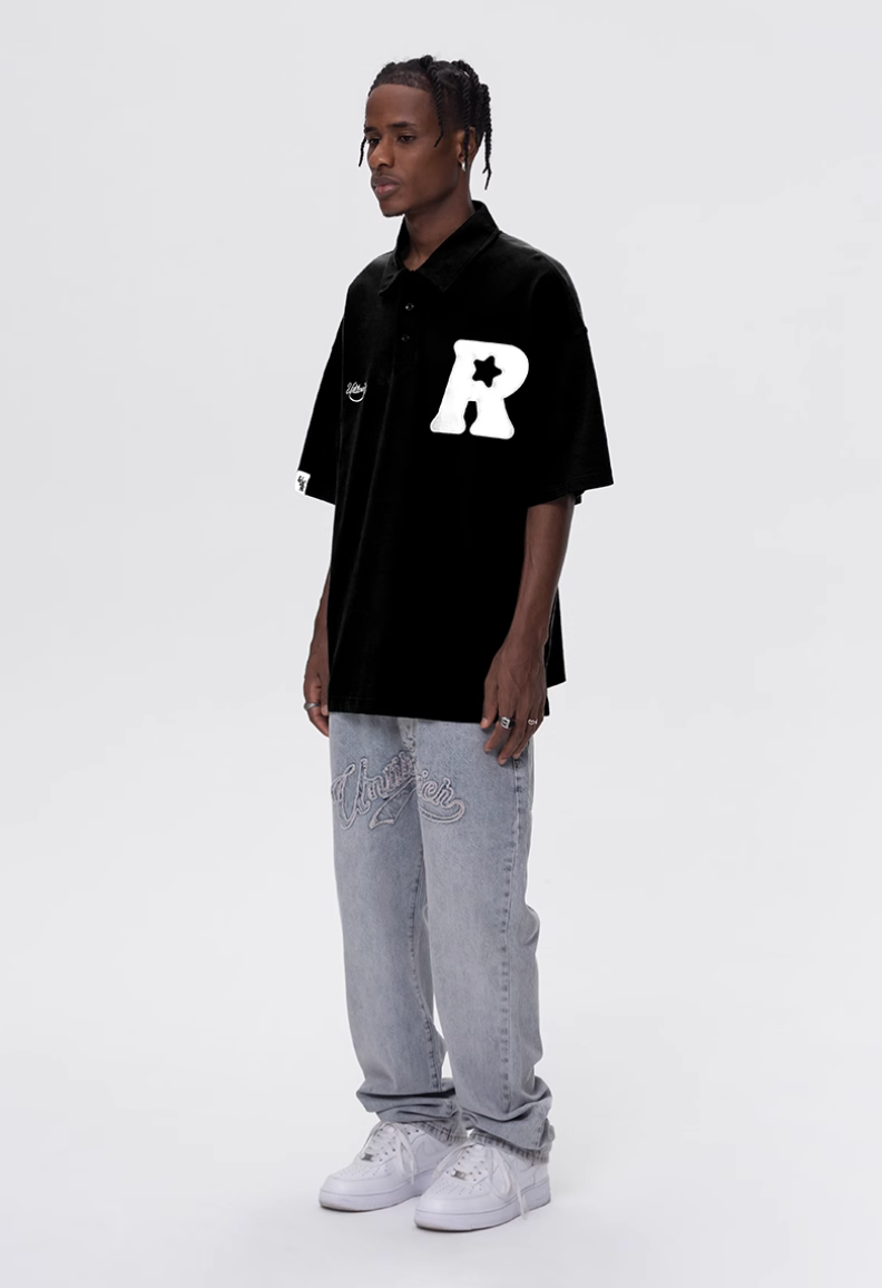 UNTILWERICH R Star Embroidery Short Sleeve Polo