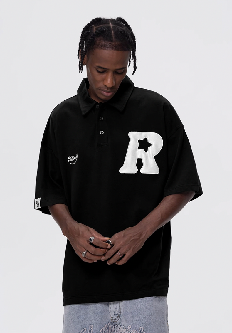 UNTILWERICH R Star Embroidery Short Sleeve Polo