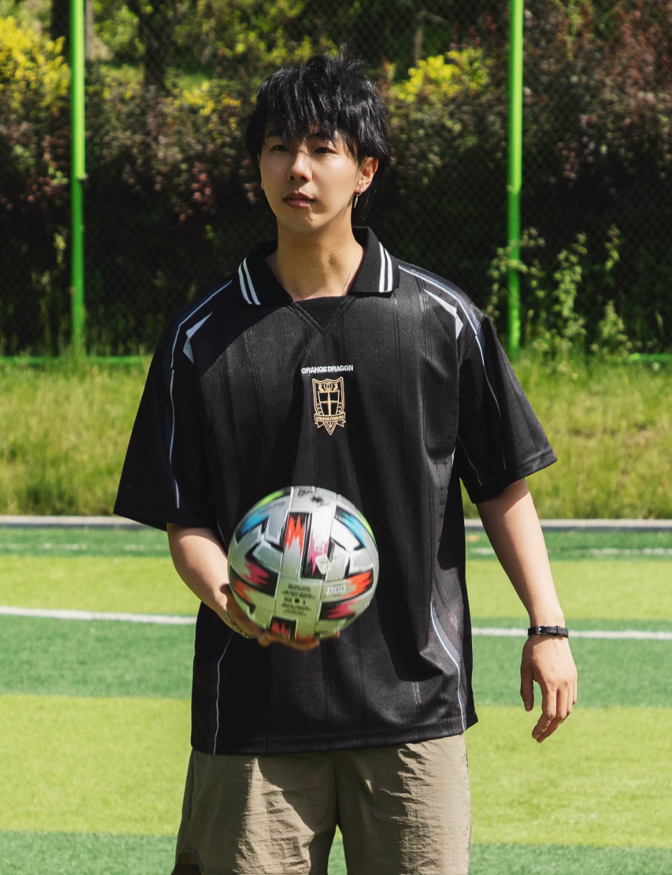 ORANGEDRAGON ODFC Striped Embroidered Soccer Jersey Uniform Polo Shirt