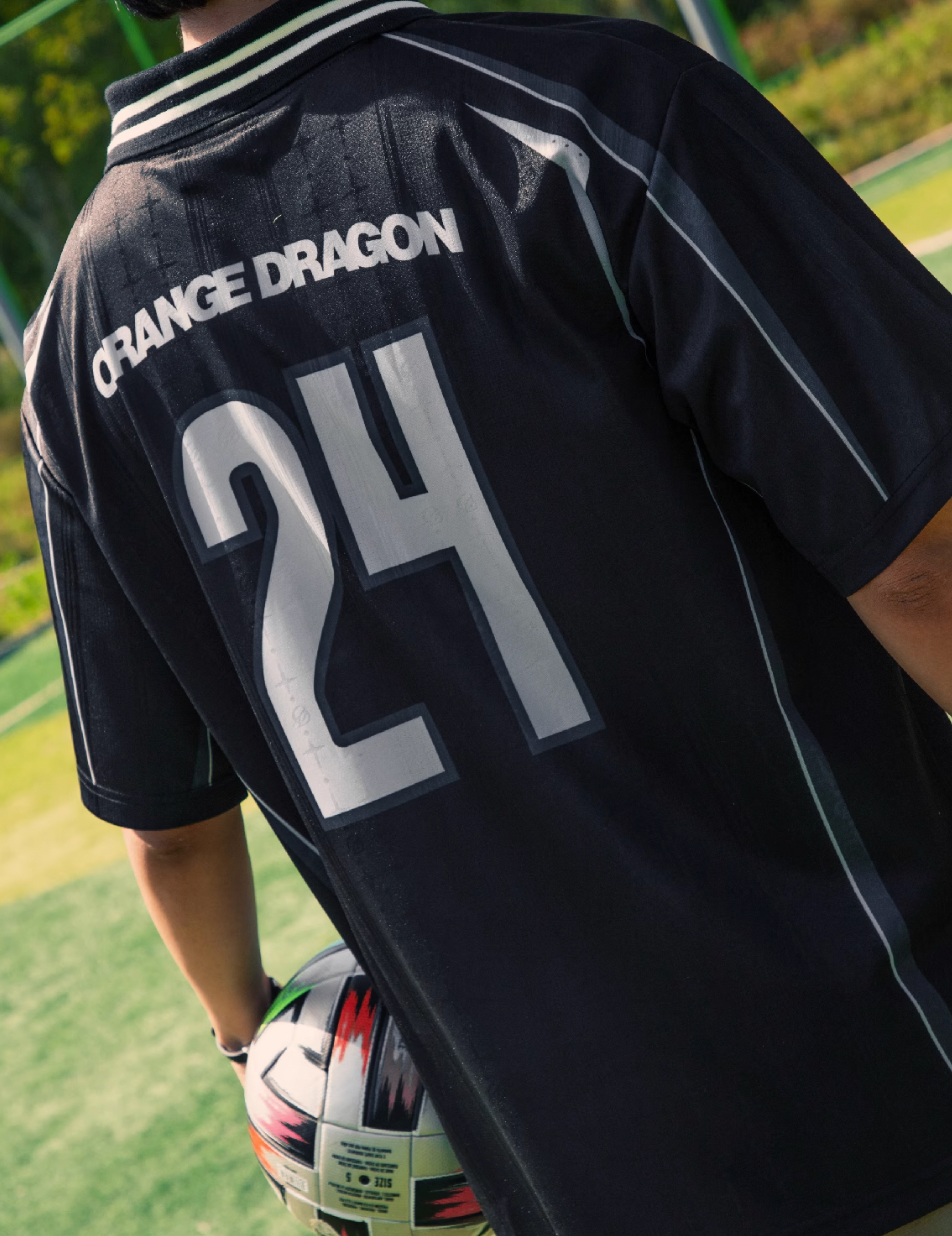 ORANGEDRAGON ODFC Striped Embroidered Soccer Jersey Uniform Polo Shirt