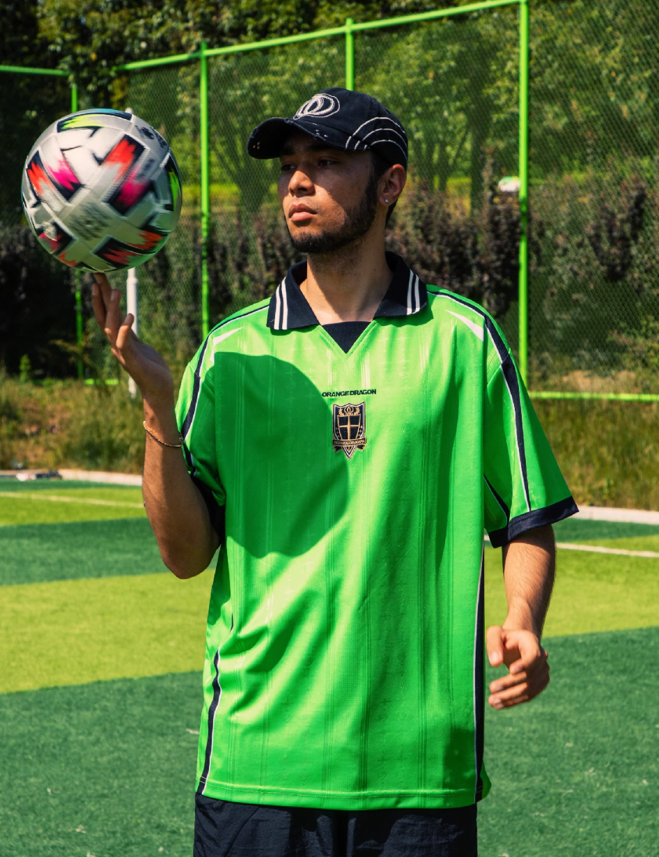 ORANGEDRAGON ODFC Striped Embroidered Soccer Jersey Uniform Polo Shirt