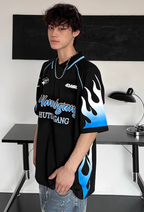 404MOB Flame Printed Lapel Soccer Jersey Polo