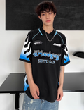 404MOB Flame Printed Lapel Soccer Jersey Polo