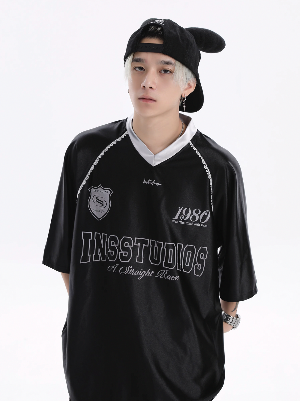 INSstudios Lace Letters Logo Soccer Jersey