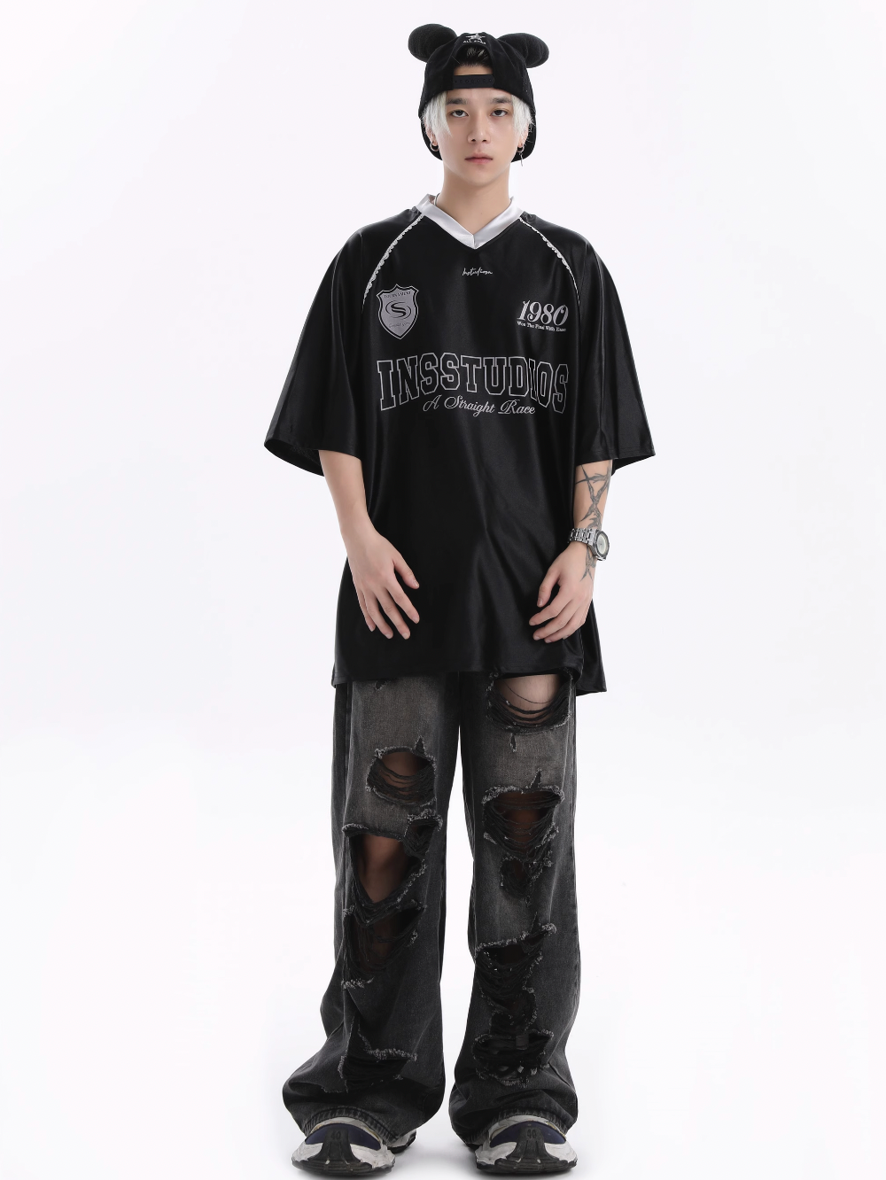 INSstudios Lace Letters Logo Soccer Jersey