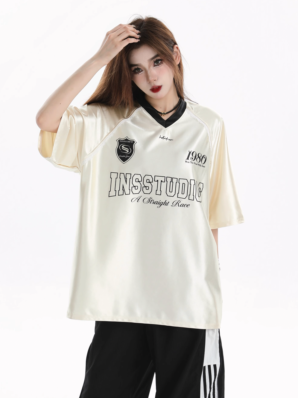 INSstudios Lace Letters Logo Soccer Jersey
