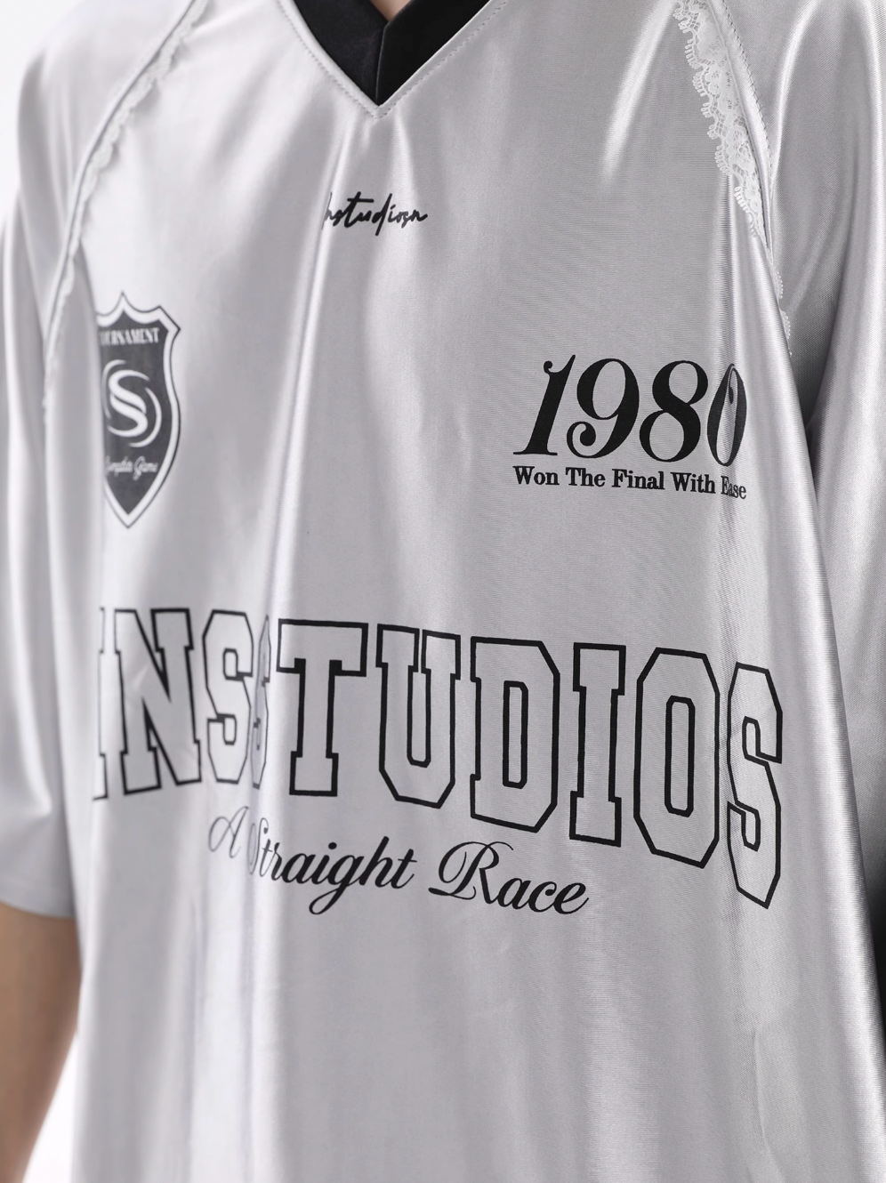 INSstudios Lace Letters Logo Soccer Jersey