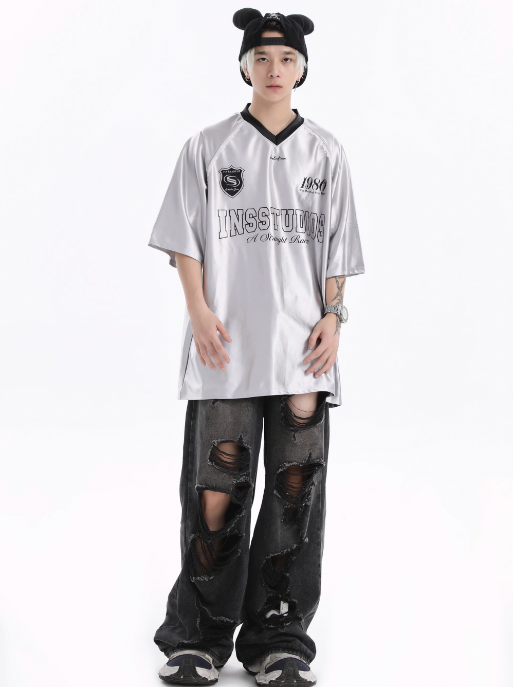 INSstudios Lace Letters Logo Soccer Jersey