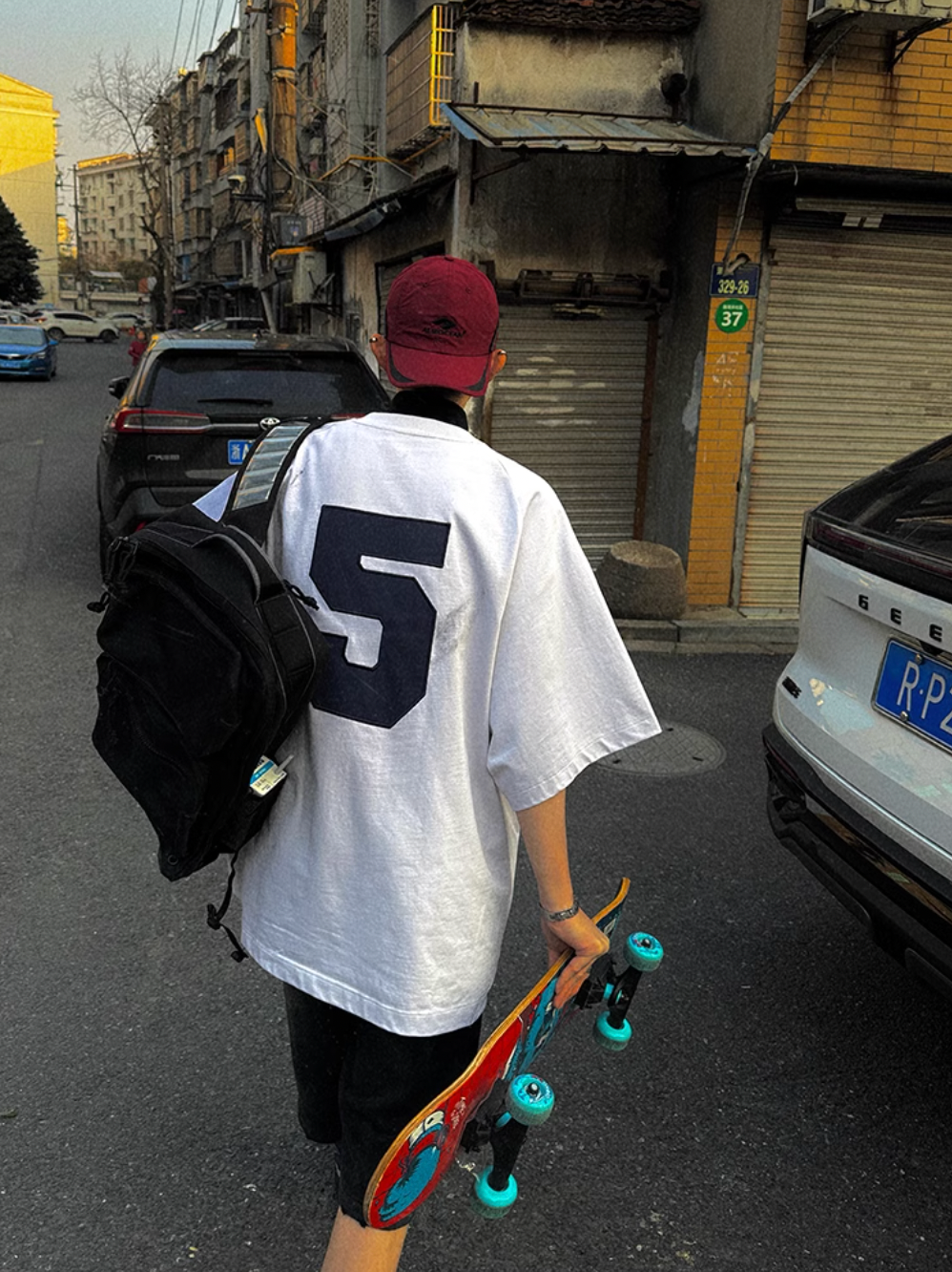 Aurocean Dirty Dye Aged Vintage Patch Embroidered Soccer Jersey Tee