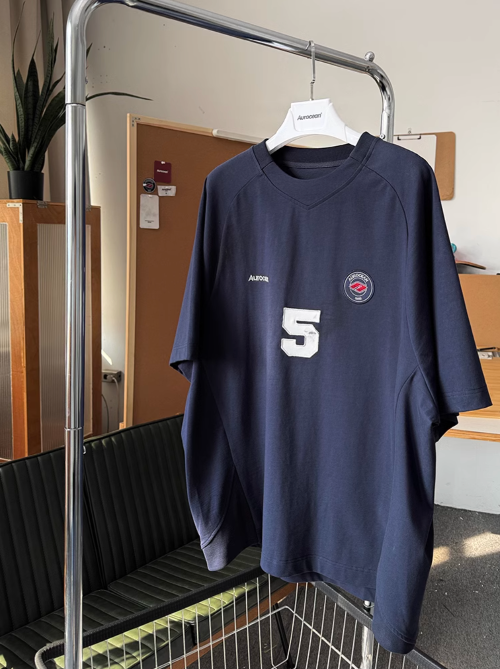 Aurocean Dirty Dye Aged Vintage Patch Embroidered Soccer Jersey Tee