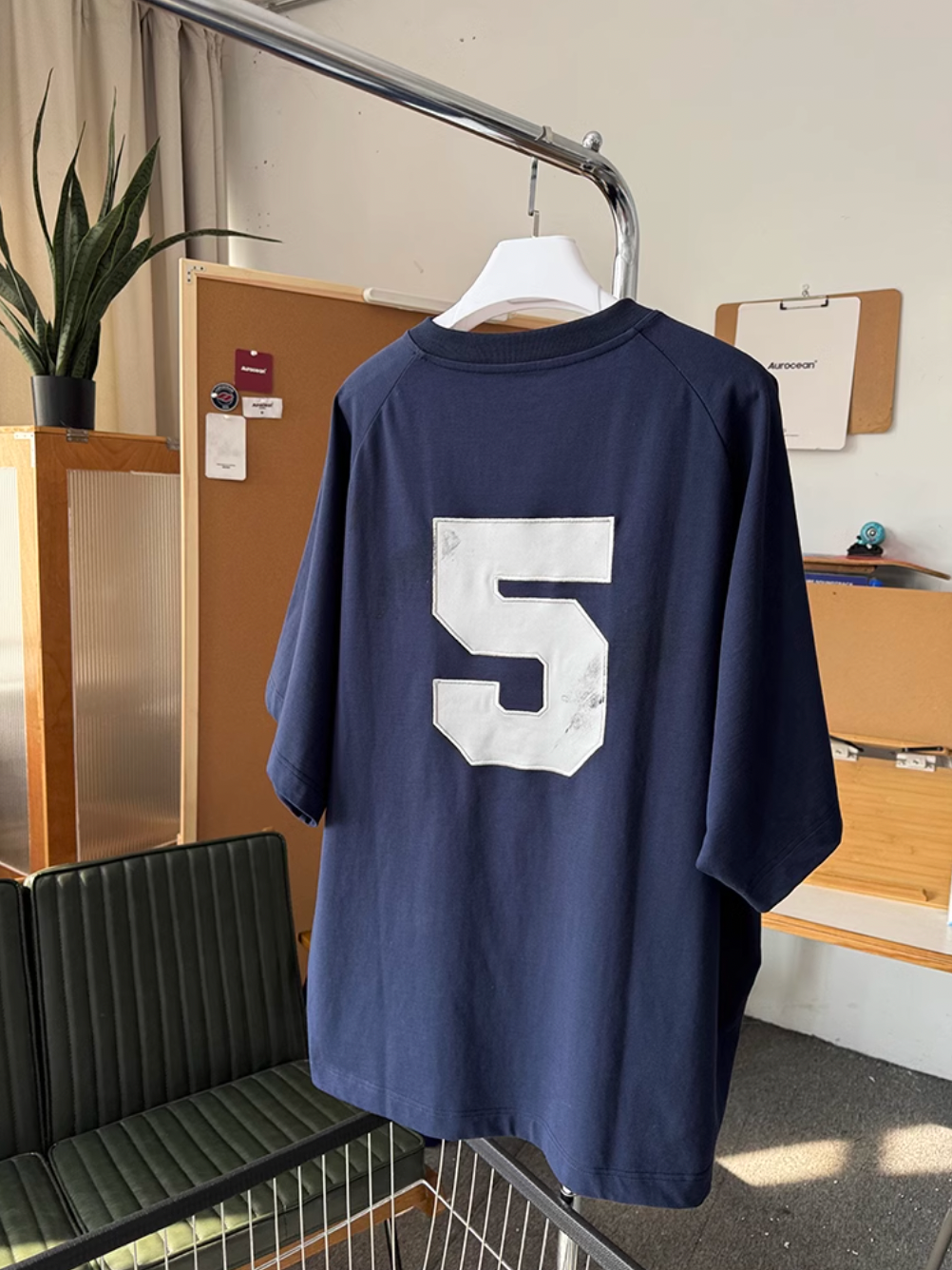 Aurocean Dirty Dye Aged Vintage Patch Embroidered Soccer Jersey Tee