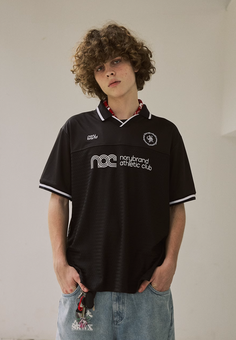 NORYBRAND Sports Club Mesh Patchwork Soccer Jersey Polo