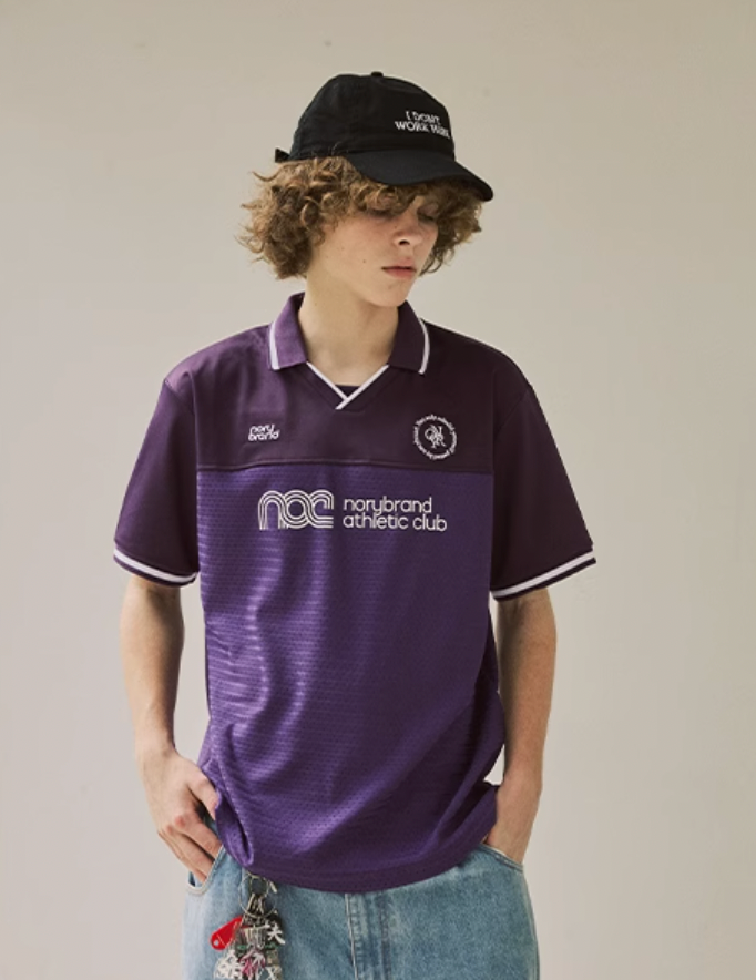 NORYBRAND Sports Club Mesh Patchwork Soccer Jersey Polo