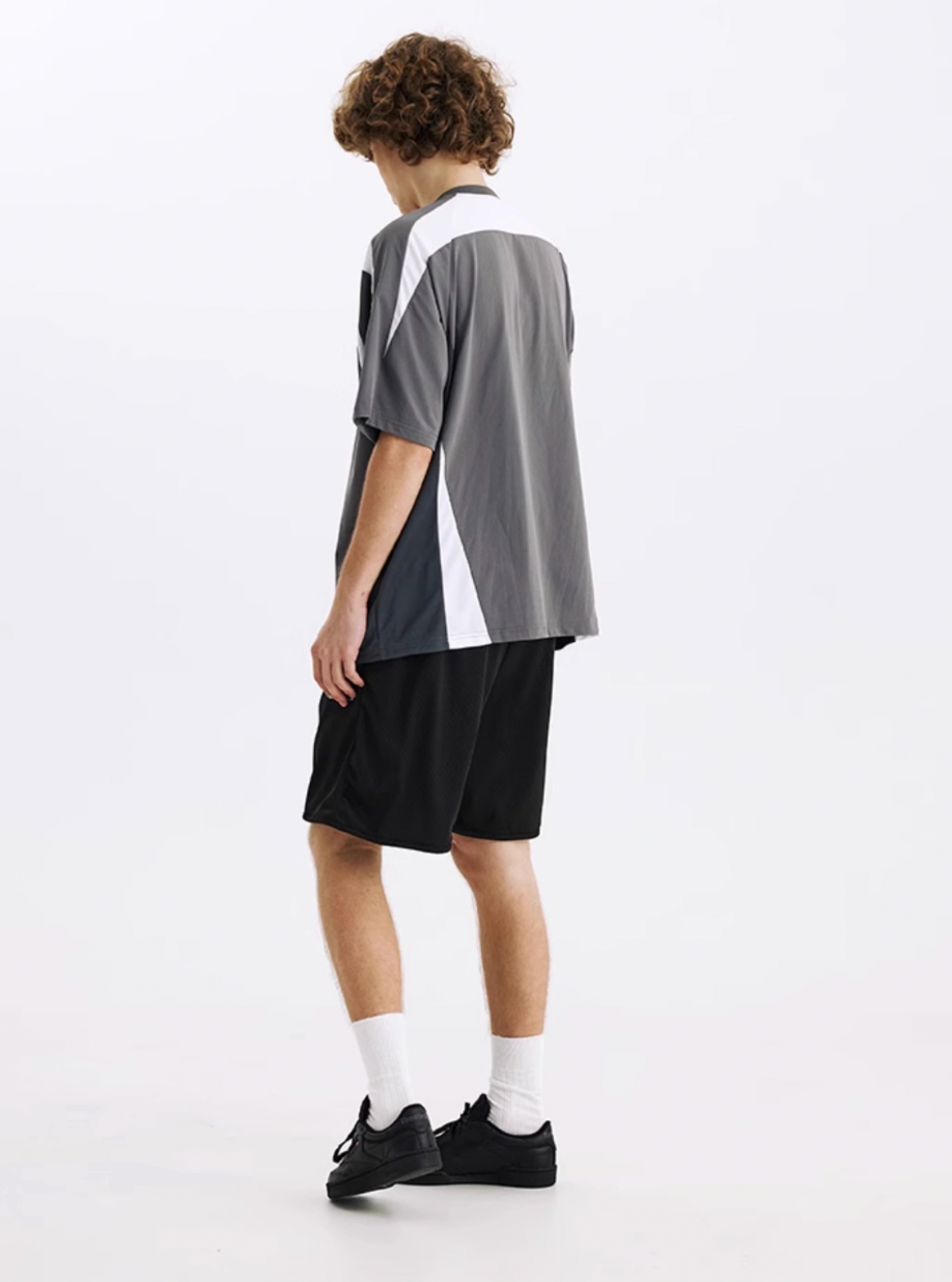 TBALLER Mesh Patchwork Color Blocking Soccer Jersey
