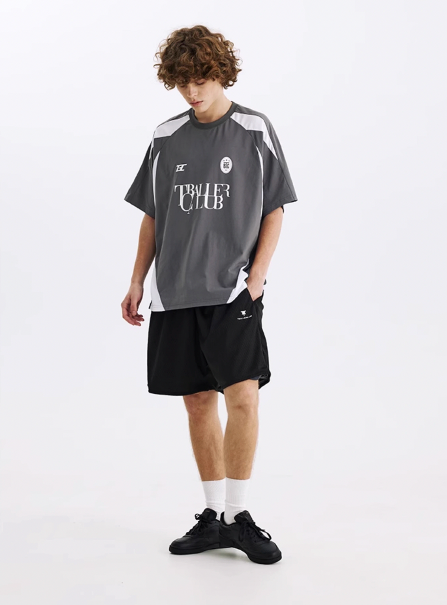 TBALLER Mesh Patchwork Color Blocking Soccer Jersey