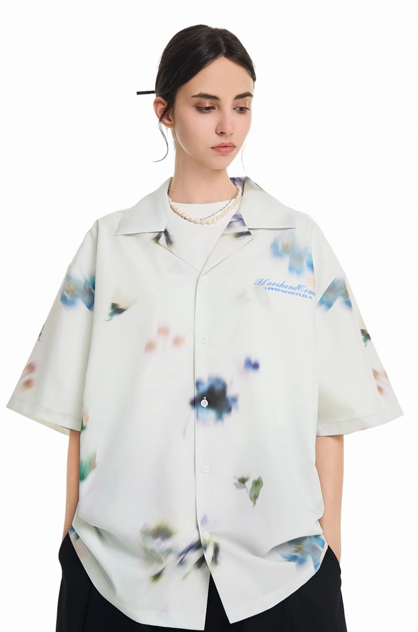 Harsh and Cruel Floral Oil Painting Cuban Shirt