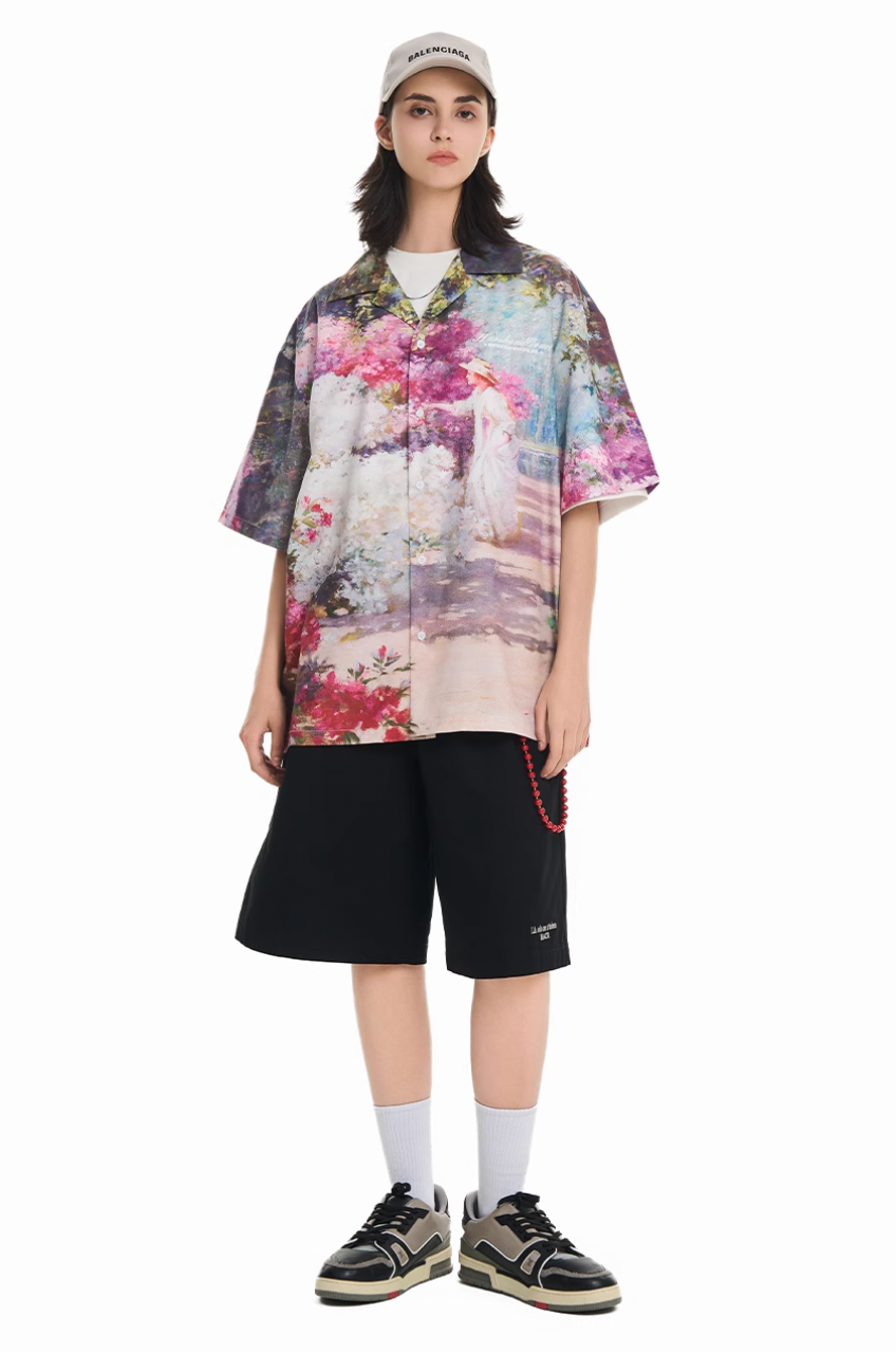 Harsh and Cruel Oil Painting Garden Cuban Shirt