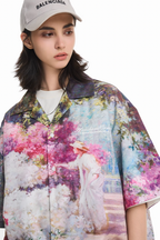 Harsh and Cruel Oil Painting Garden Cuban Shirt