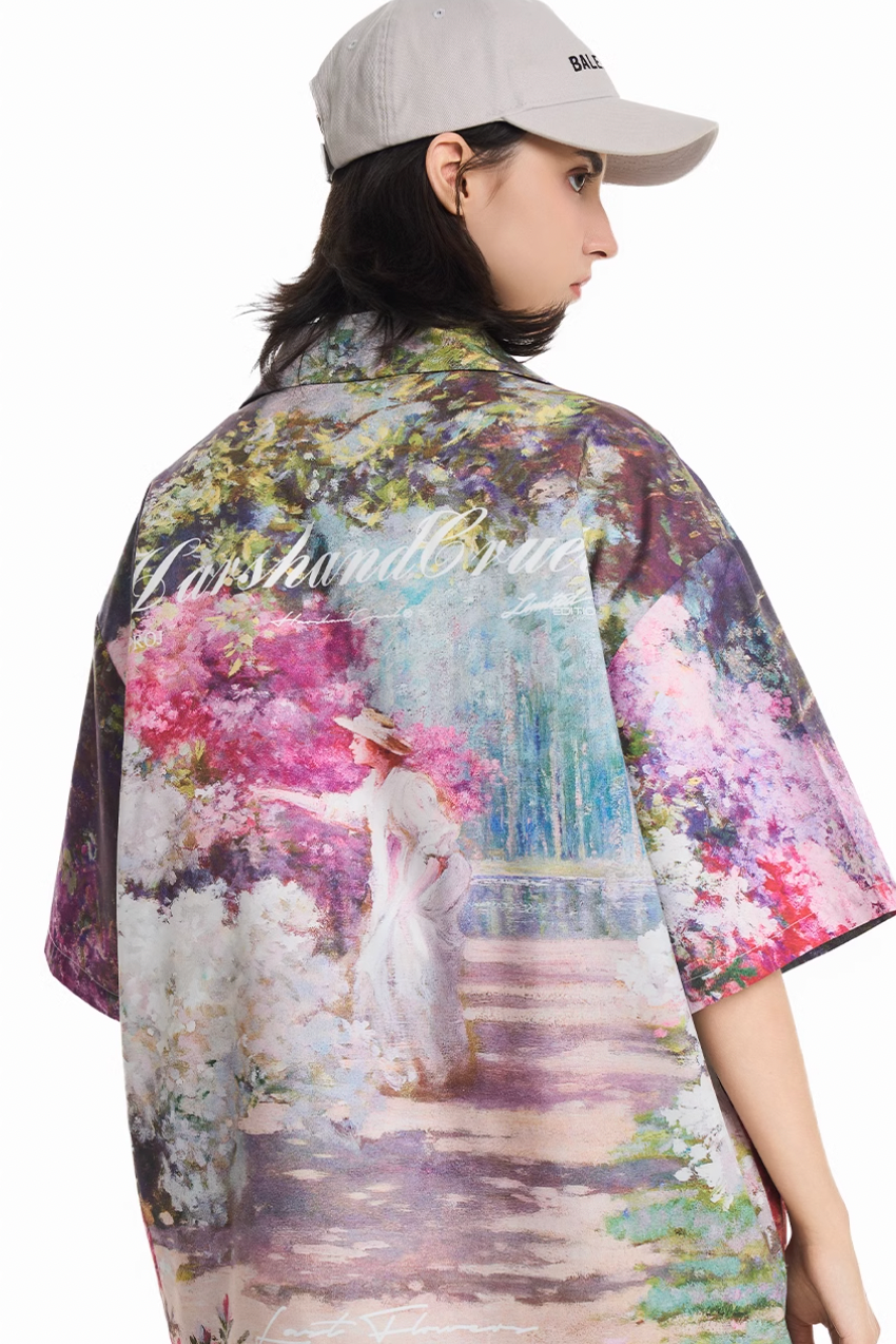 Harsh and Cruel Oil Painting Garden Cuban Shirt