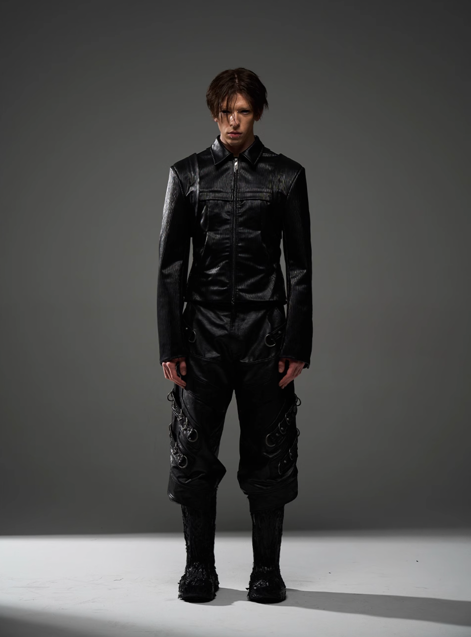 BLIND NO PLAN Short Silhouette Slim Fit Leather Jacket