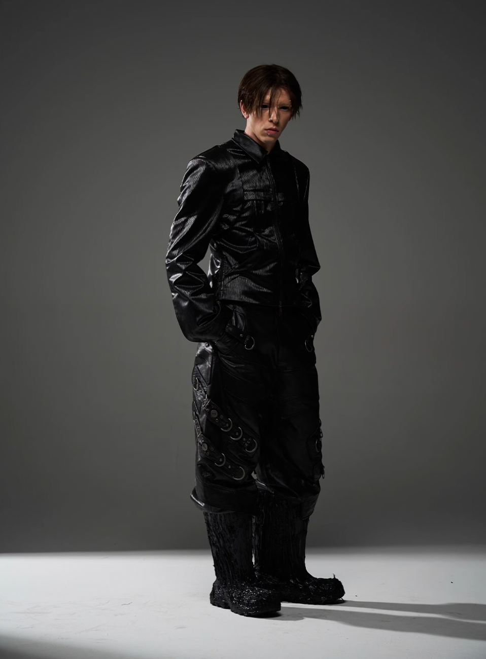 BLIND NO PLAN Short Silhouette Slim Fit Leather Jacket