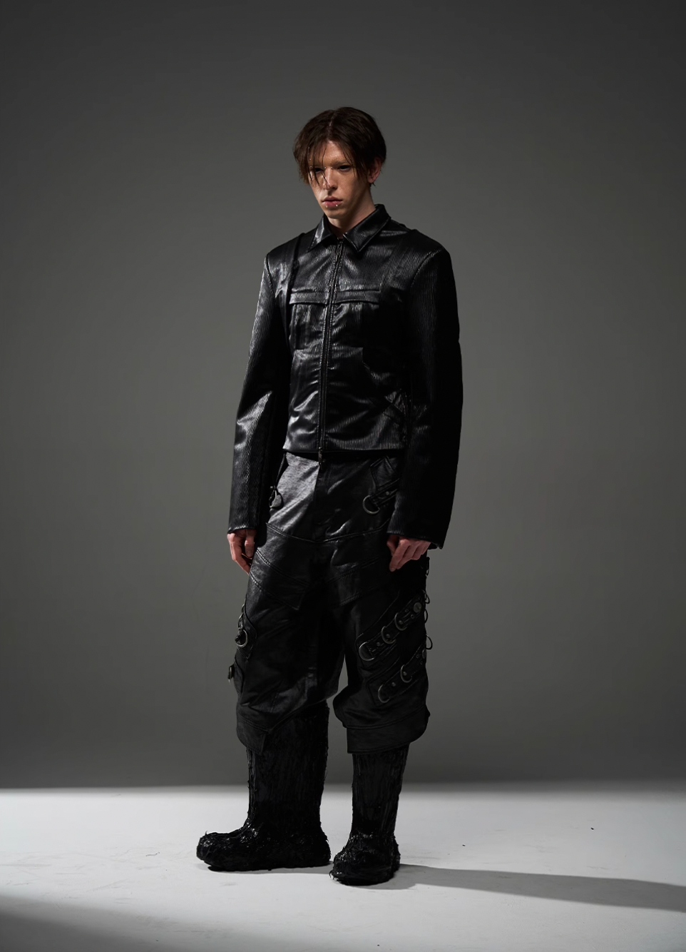 BLIND NO PLAN Short Silhouette Slim Fit Leather Jacket