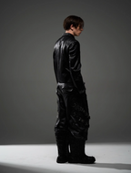 BLIND NO PLAN Short Silhouette Slim Fit Leather Jacket