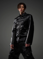 BLIND NO PLAN Short Silhouette Slim Fit Leather Jacket