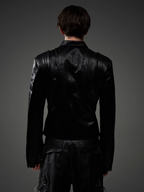 BLIND NO PLAN Short Silhouette Slim Fit Leather Jacket