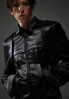 BLIND NO PLAN Short Silhouette Slim Fit Leather Jacket