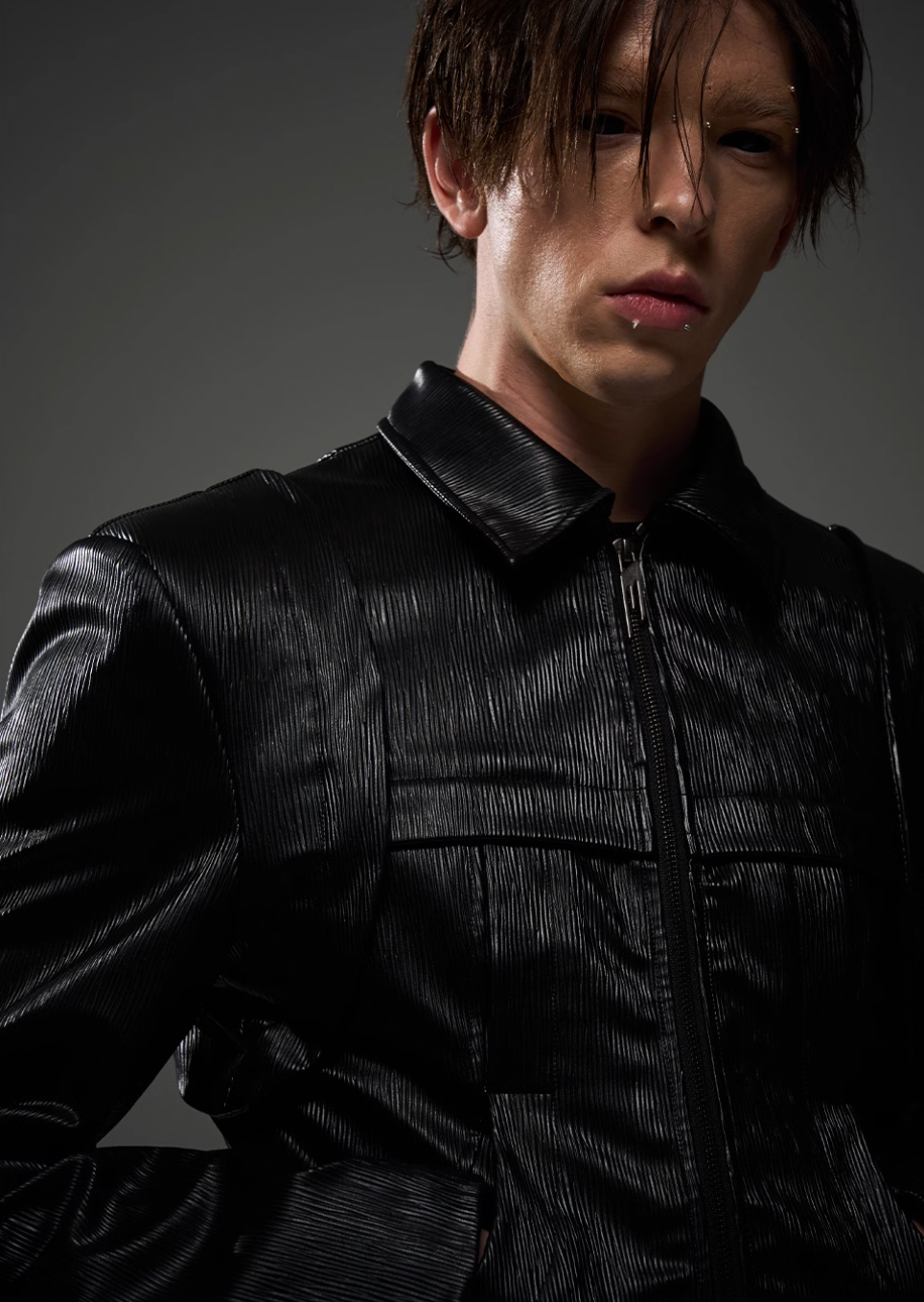 BLIND NO PLAN Short Silhouette Slim Fit Leather Jacket