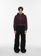 BLIND NO PLAN Basic Patchwork Logo Embroidery Short Hoodie