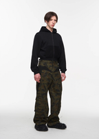 BLIND NO PLAN Basic Patchwork Logo Embroidery Short Hoodie