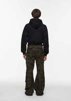 BLIND NO PLAN Basic Patchwork Logo Embroidery Short Hoodie