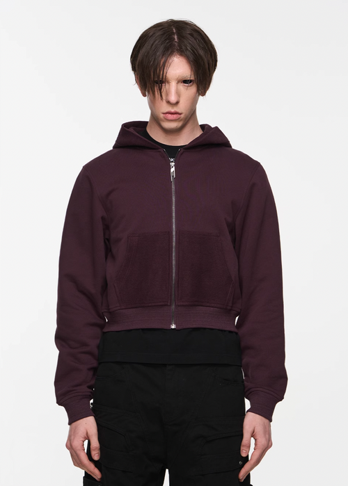 BLIND NO PLAN Basic Patchwork Logo Embroidery Short Hoodie