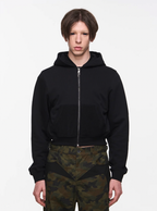 BLIND NO PLAN Basic Patchwork Logo Embroidery Short Hoodie