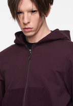 BLIND NO PLAN Basic Patchwork Logo Embroidery Short Hoodie