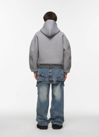 BLIND NO PLAN Embroidered Plunging Sleeve Air Hoodie