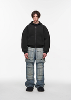 BLIND NO PLAN Embroidered Plunging Sleeve Air Hoodie