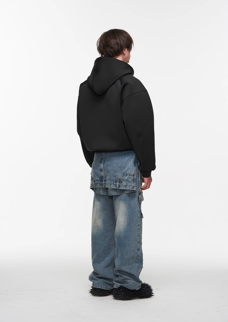 BLIND NO PLAN Embroidered Plunging Sleeve Air Hoodie