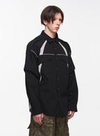 BLIND NO PLAN Detachable Textured Contrast Patchwork Shirt