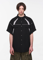 BLIND NO PLAN Detachable Textured Contrast Patchwork Shirt