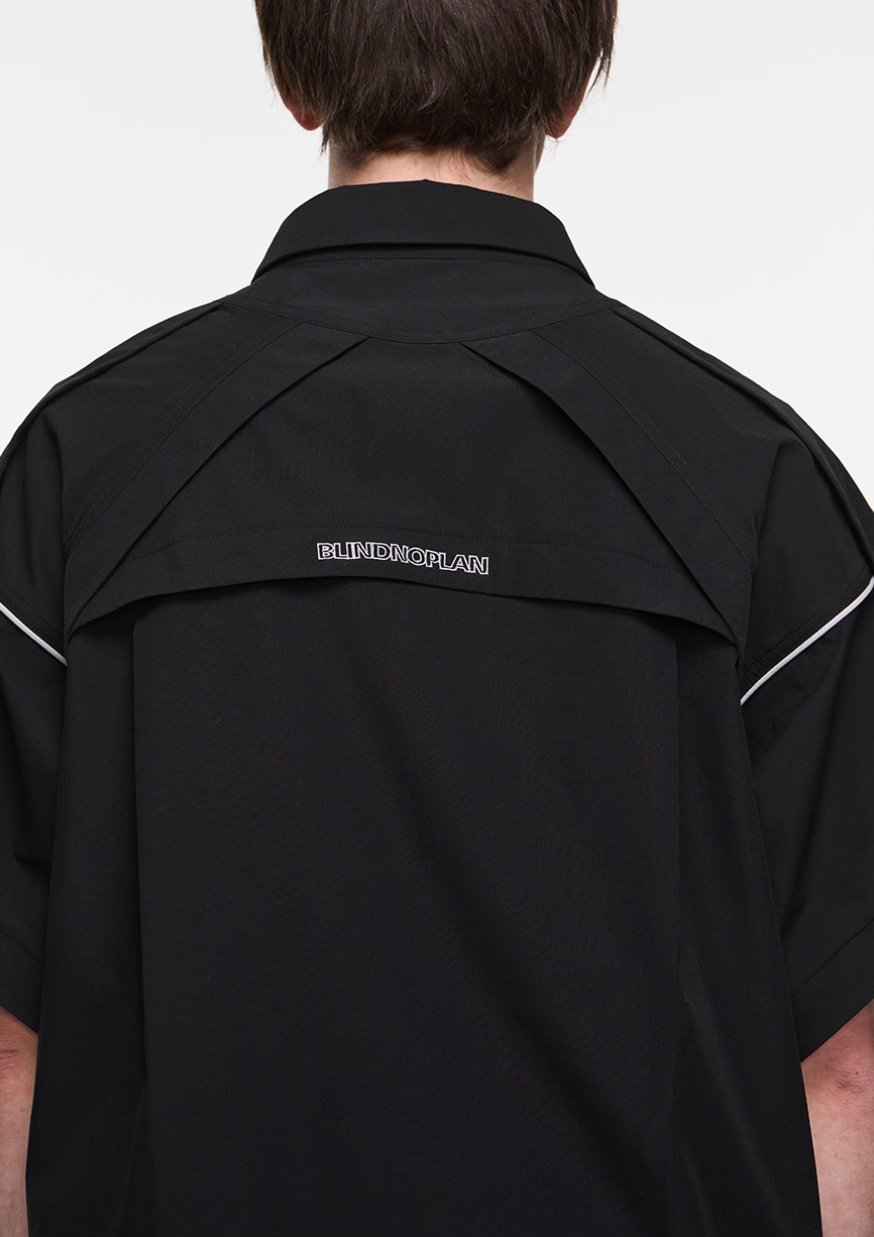 BLIND NO PLAN Detachable Textured Contrast Patchwork Shirt
