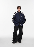 BLIND NO PLAN Asymmetric Colorblocking Long Sleeve Shirt