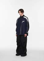 BLIND NO PLAN Asymmetric Colorblocking Long Sleeve Shirt