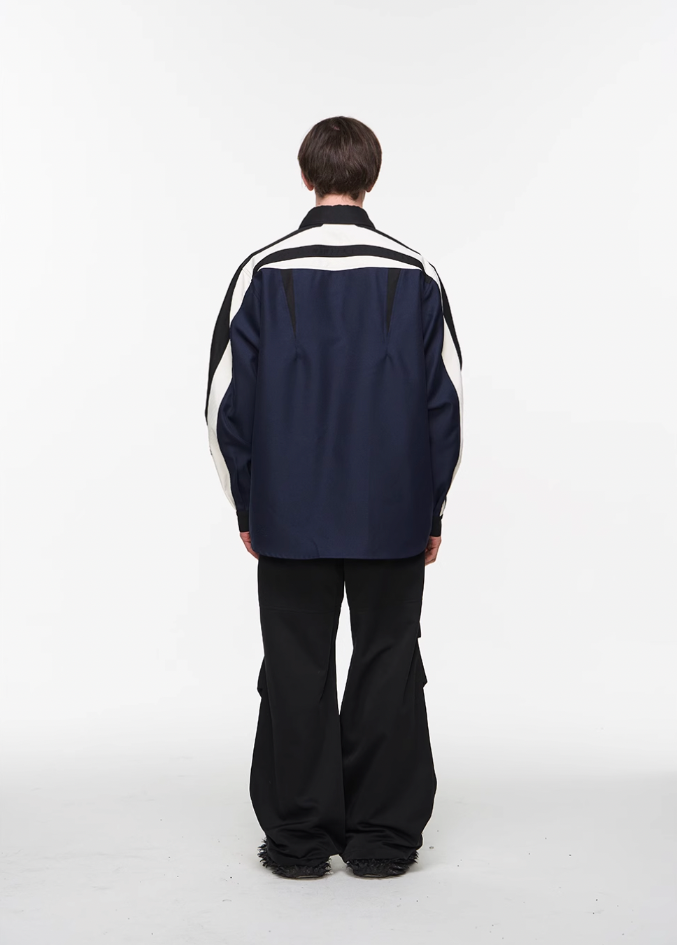 BLIND NO PLAN Asymmetric Colorblocking Long Sleeve Shirt