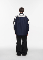 BLIND NO PLAN Asymmetric Colorblocking Long Sleeve Shirt