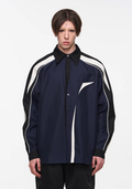 BLIND NO PLAN Asymmetric Colorblocking Long Sleeve Shirt