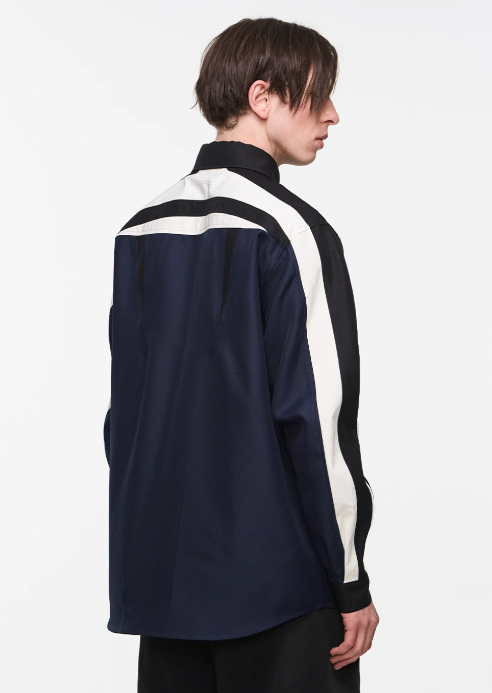 BLIND NO PLAN Asymmetric Colorblocking Long Sleeve Shirt
