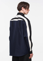BLIND NO PLAN Asymmetric Colorblocking Long Sleeve Shirt